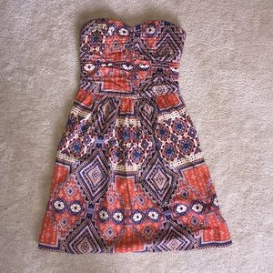 Strapless Aztec Mini Dress